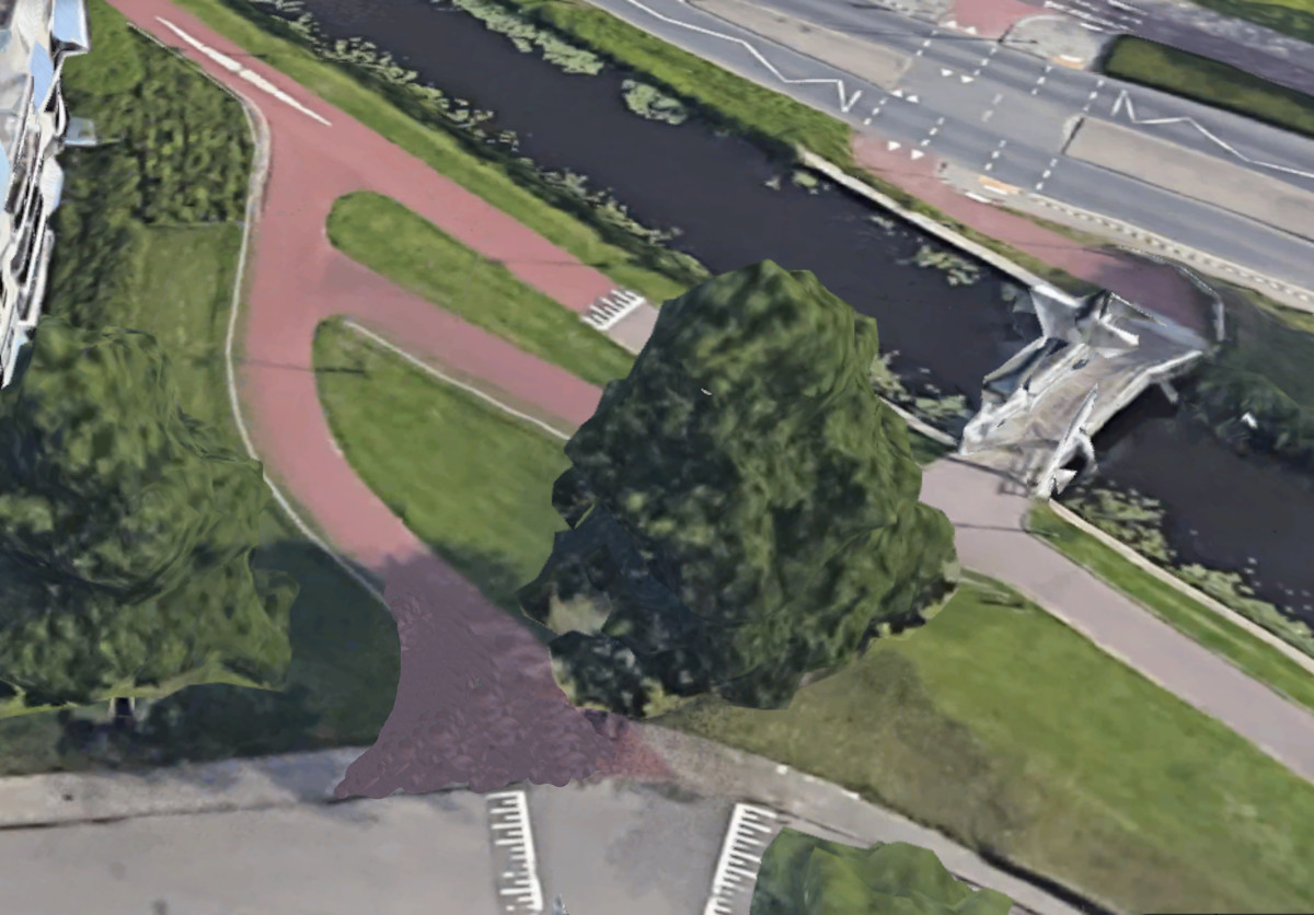 Luchtfoto fietspad